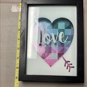 Geometric Heart Love Wall Art in Black Frame